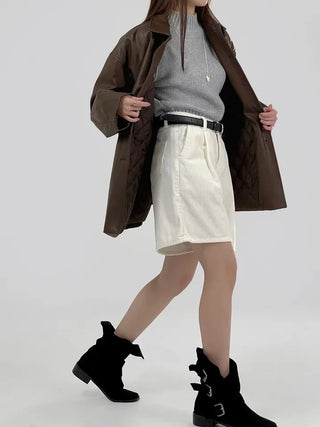 Vet Leather Midi Two-Pocket Jacket