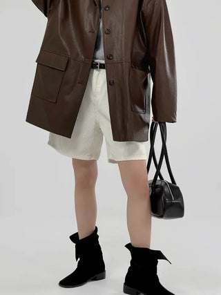 Vet Leather Midi Two-Pocket Jacket