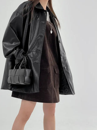 Vet Leather Midi Two-Pocket Jacket