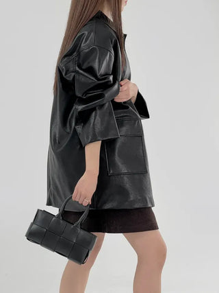 Vet Leather Midi Two-Pocket Jacket