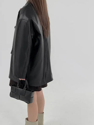 Vet Leather Midi Two-Pocket Jacket