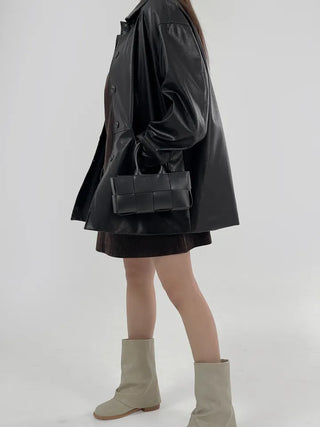 Vet Leather Midi Two-Pocket Jacket