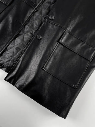 Vet Leather Midi Two-Pocket Jacket