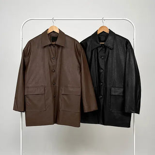 Vet Leather Midi Two-Pocket Jacket