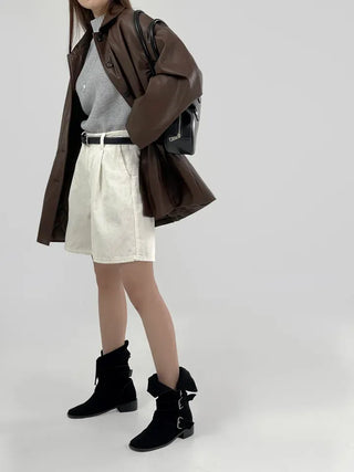Vet Leather Midi Two-Pocket Jacket