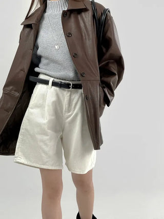 Vet Leather Midi Two-Pocket Jacket