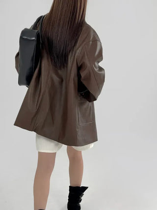 Vet Leather Midi Two-Pocket Jacket
