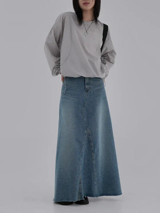 Benne flare denim long skirt