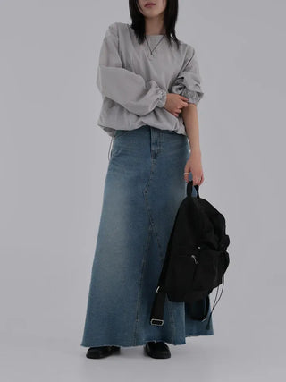 Benne flare denim long skirt