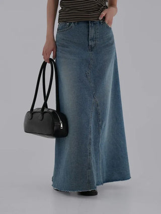 Benne flare denim long skirt