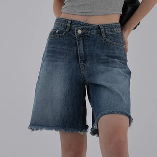 Colored obi asymmetrical 4/8 length denim
