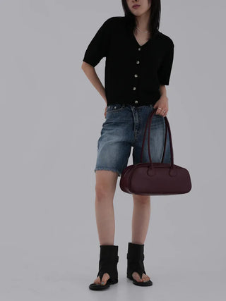 Colored obi asymmetrical 4/8 length denim