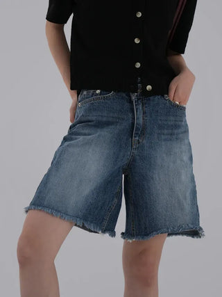 Colored obi asymmetrical 4/8 length denim