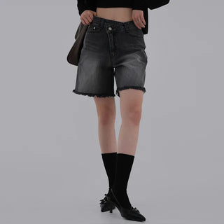 Colored obi asymmetrical 4/8 length denim