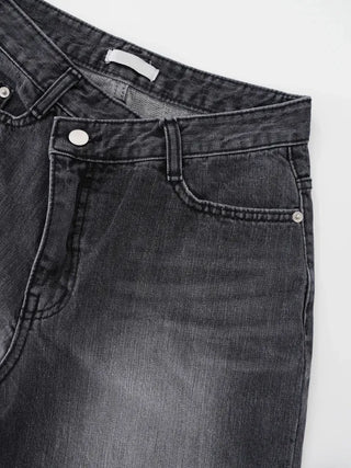 Colored obi asymmetrical 4/8 length denim