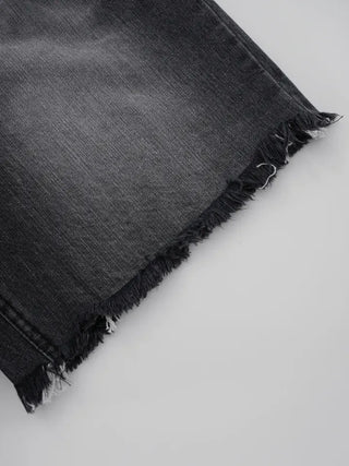 Colored obi asymmetrical 4/8 length denim