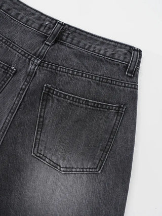 Colored obi asymmetrical 4/8 length denim