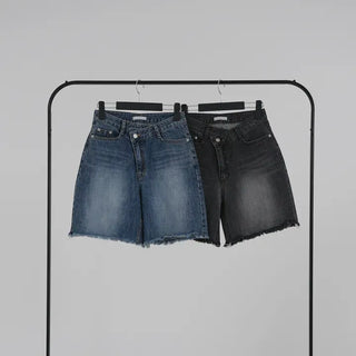Colored obi asymmetrical 4/8 length denim