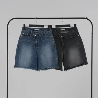 Colored obi asymmetrical 4/8 length denim