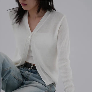 Denny V-neck One-button Cardigan