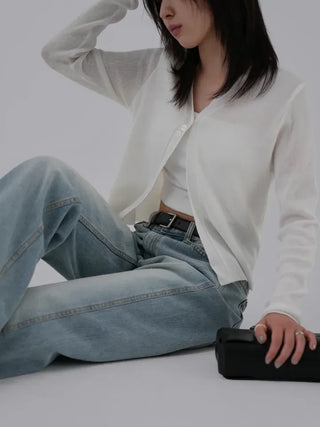 Denny V-neck One-button Cardigan