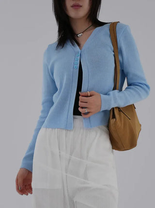 Denny V-neck One-button Cardigan
