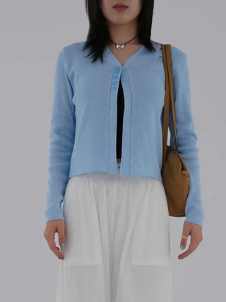 Denny V-neck One-button Cardigan