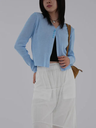 Denny V-neck One-button Cardigan