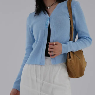 Denny V-neck One-button Cardigan