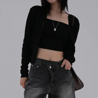 Denny V-neck One-button Cardigan