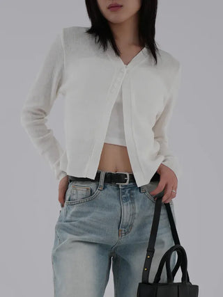Denny V-neck One-button Cardigan