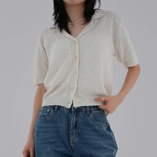 Dalu Collar Short Sleeve Cardigan