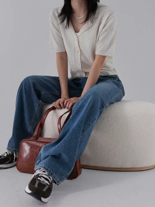 Dalu Collar Short Sleeve Cardigan