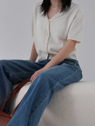 Dalu Collar Short Sleeve Cardigan