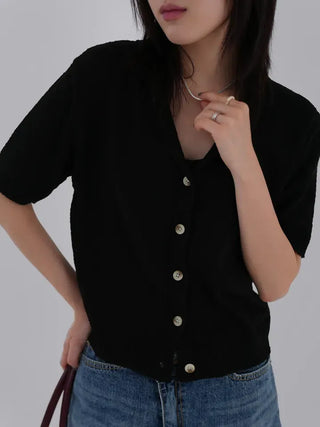 Dalu Collar Short Sleeve Cardigan