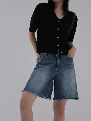 Dalu Collar Short Sleeve Cardigan