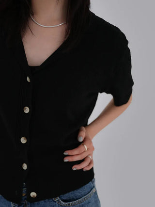 Dalu Collar Short Sleeve Cardigan