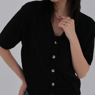 Dalu Collar Short Sleeve Cardigan