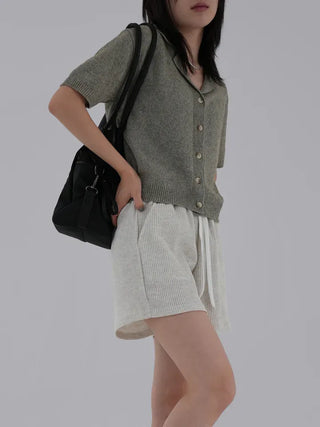 Dalu Collar Short Sleeve Cardigan