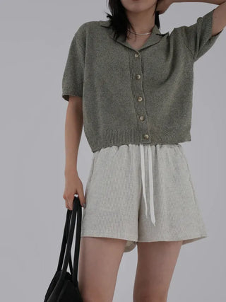 Dalu Collar Short Sleeve Cardigan