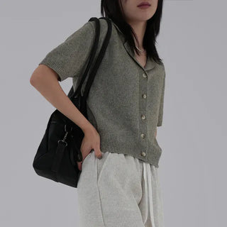 Dalu Collar Short Sleeve Cardigan