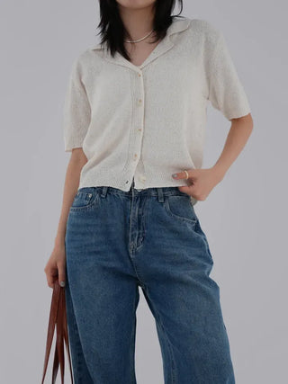 Dalu Collar Short Sleeve Cardigan
