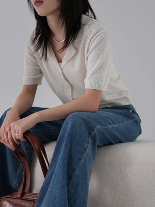 Dalu Collar Short Sleeve Cardigan