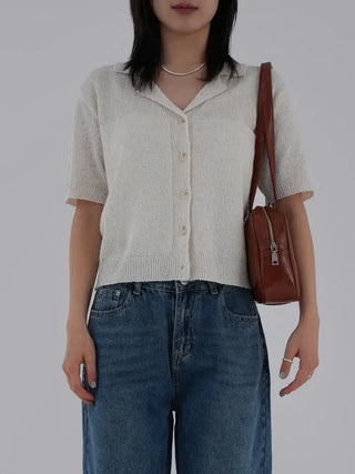 Dalu Collar Short Sleeve Cardigan