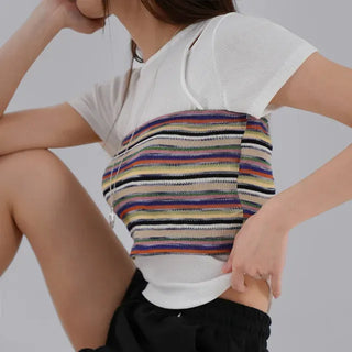 Voguing Stripe Color Block Knit Top