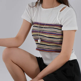 Voguing Stripe Color Block Knit Top