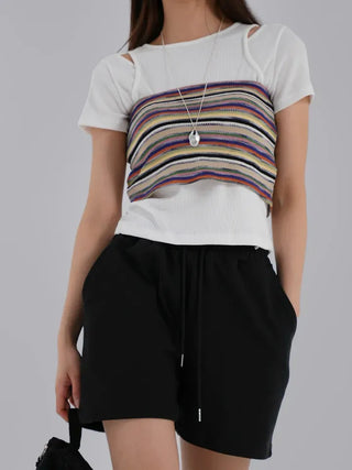 Voguing Stripe Color Block Knit Top