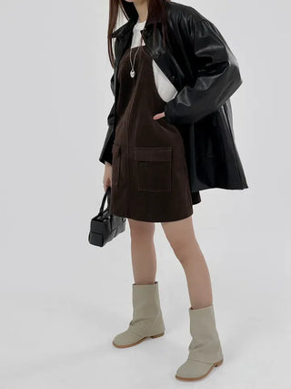 Kiji Corduroy Pocket Suspender Dress