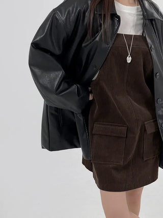Kiji Corduroy Pocket Suspender Dress