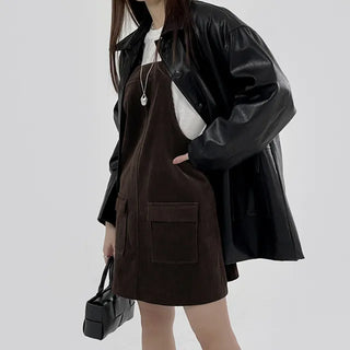 Kiji Corduroy Pocket Suspender Dress